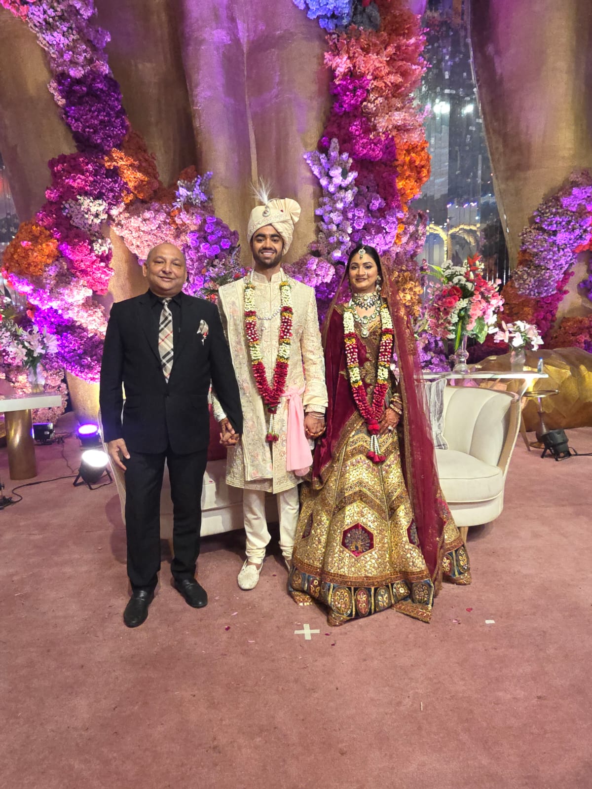 Bride and groom on the wedding stage