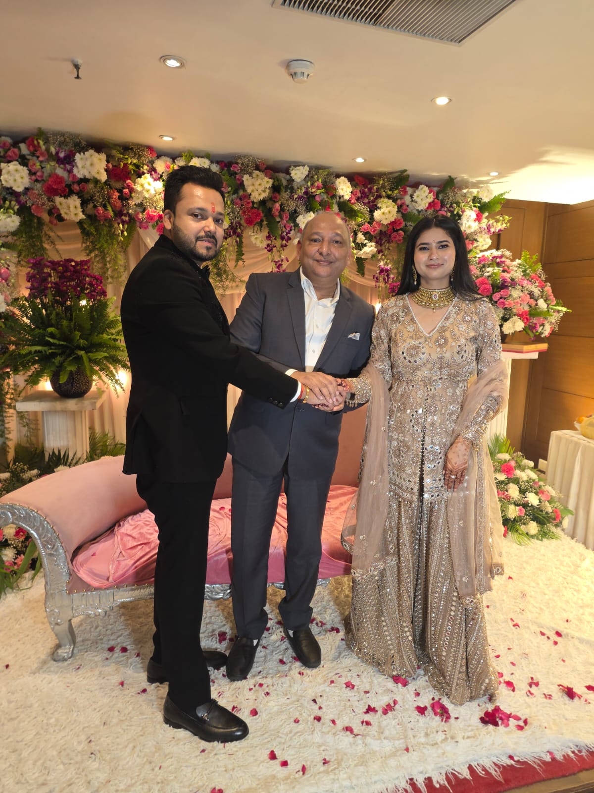 Reception with the bride, groom and Mr. Manoj Garg